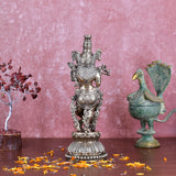 White Whale Superfine Brass Hindu God Lord Krishna Bhagwan Lord Krishna Idol Statue Murti