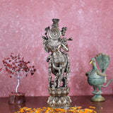 White Whale Superfine Brass Hindu God Lord Krishna Bhagwan Lord Krishna Idol Statue Murti