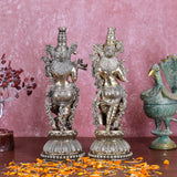 White Whale Superfine Brass Radha Krishna Idol Statue Home Decor Figurine