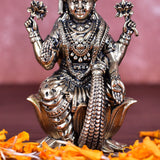White Whale Superfine Brass Lakshmi Idol Hindu Laxmi Goddess Statue Home Office Showpiece Decor