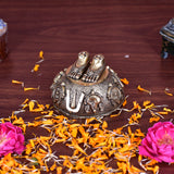 White Whale Superfine Brass  Lord Tirupati Balaji Lord Venkateshwara Feet with sangu chakara Namam  Feet Charan Paduka 