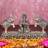 White Whale Superfine Goddess Gajalakshmi Brass Superfine Intricate Idol Gaj Lakshmi Elephant Idol Goddess Maha Laxmi Gajlaxmi Sitting Statue for Home Decor Puja Mandir Temple