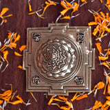 White Whale Superfine Shri Yantra Brass Statue | Premium Brass Maha Meru Shree Yantra for Home Pooja Health Wealth and Prosperity