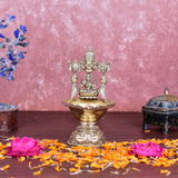 White Whale Superfine Tirupatibalaji and Goddess Lakshmi Diya Oil Lamp for Diwali Pooja Gift Decoration Showpiec