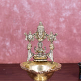 White Whale Superfine Tirupatibalaji and Goddess Lakshmi Diya Oil Lamp for Diwali Pooja Gift Decoration Showpiec