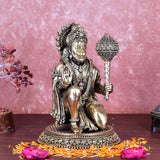 White Whale Suprefine Brass Hanuman Statue Strength Monkey Lord Bajrang Bali Idol Sitting Position Brass Sculpture Diwali Decor Gifts