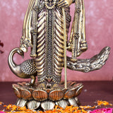 White Whale Superfine Brass Lord Kartik Standing Idol with Peacock The Vehicle of Kartikeya