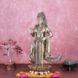 White Whale Superfine Brass Lord Kartik Standing Idol with Peacock The Vehicle of Kartikeya
