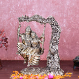 White Whale Superfine Radha Krishna Brass Jhula Statue Religious Sculpture Idol