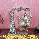White Whale Superfine Radha Krishna Brass Jhula Statue Religious Sculpture Idol