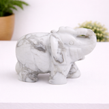 Whitewhale Healing Crystal Guardian White Howlite Turquoise Elephant Pocket Stone Figurines Carved Gemstone
