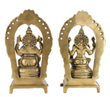 White Whale Brass Laxmi Ganesh Set Idol Showpiece - Brass Gold Finish Lakshmi Ganesha Idols Statue for Diwali Gifts Puja Home Decor Figurine