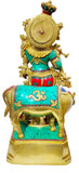 White Whale Lord Krishna Idol with Nandi Cow Brass Statue Idol Showpiece Statue Sculpture Murti