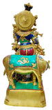 White Whale Lord Krishna Idol with Nandi Cow Brass Statue Idol Showpiece Statue Sculpture Murti