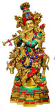 White Whale Lord Krishna Idol with Nandi Cow Brass Statue Idol Showpiece Statue Sculpture Murti