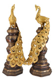 White Whale Brass Peacock Statue figurine Sculpture for Home Office Decor