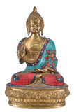 White Whale Brass Buddha Statue Blessing Buddha Sitting Buddhism Buddha/Gautam Buddha Murti for Home Decor Entrance Office Table Living Room Meditation Luck Gift Feng Shui