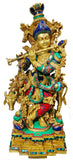 White Whale Lord Krishna Idol with Nandi Cow Brass Statue Idol Showpiece Statue Sculpture Murti