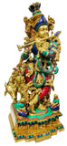 White Whale Lord Krishna Idol with Nandi Cow Brass Statue Idol Showpiece Statue Sculpture Murti