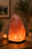 White Whale Himalayan Salt Lamp. Natural Shaped Salt Lamp with Wooden Base Perfect for a table lamp, air purifying, bedroom decoration.