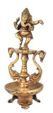 White Whale Brass Antique Ganesha Diya Oil Lamp Statue Ganesh Ganesh Puja Diya