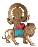 White Whale Brass Maa Durga/Bangali Ma Sherwali Idol Sitting On Lion Murti Religious Strength God Sculpture Idol Home Decor