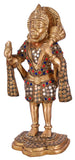 White Whale Brass Standing Lord Hanuman Statue Religious Strength God Sculpture Idol Home Decor