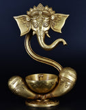 Whitewhale Brass Ganesha Diya, 23 CM Ganesh statue, Modern Ganesh idol, Diya Ganpati Bappa idol for gifts, Pooja Room, Home, Temple, decor