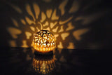 White Whale Hand Carved Floral Design Filigree Mesh Lattice Work Soft Stone Spherical Round Ball Incense Stick Tea Light Candle Burner Holder Stand