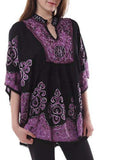 Whitewhale Womens Collar V Neck Rayon Kaftan Batik Poncho Kurti Top - Free Size