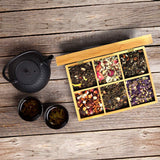 White Whale Eco-Friendly Wooden Tea Box Rectangular Storage Organizer Chest Box with 6 Compartments