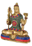 White Whale Lord Shiva Shankar Idol Multicolor Gemstone Handwork Bhole Nath Bhagwan Murti Office Home Decor Showpiece Statue