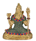 White Whale Lord Shiva Shankar Idol Multicolor Gemstone Handwork Bhole Nath Bhagwan Murti Office Home Decor Showpiece Statue