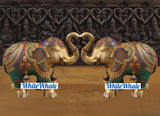 White Whale Brass Atiramaniya Devarha Gaja (Beautiful Divine Elephant) - Vehicle of Lord Indra - Semi-Precious Stones | Big Idol