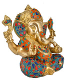 White Whale Lord Ganesh Murti Ganesha Idol Ganpati Bhagwan Brass Statue for Home Decoration Showpiece