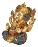 White Whale Lord Ganesh Murti Ganesha Idol Ganpati Bhagwan Brass Statue for Home Decoration Showpiece