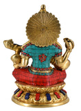 White Whale Maa Saraswati Brass Statue With Multicolor Stone Work Religious Goddess Sculpture Idol Home Décor