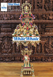 White Whale Brass 5 Ganesha with playing Music Urli Elephant Platform Big Size Beautiful Design Idol-Embedded Semi Precious Stones
