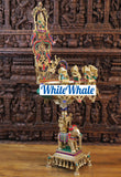 White Whale Brass 5 Ganesha with playing Music Urli Elephant Platform Big Size Beautiful Design Idol-Embedded Semi Precious Stones