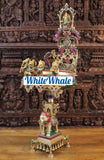 White Whale Brass 5 Ganesha with playing Music Urli Elephant Platform Big Size Beautiful Design Idol-Embedded Semi Precious Stones