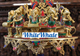 White Whale Brass 5 Ganesha with playing Music Urli Elephant Platform Big Size Beautiful Design Idol-Embedded Semi Precious Stones