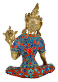 White Whale Tara Buddha Blessing Idol Tibetan Green Buddhism Yin Kwan Goddess Buddhist Statue -Antique Buddha Brass Sculpture