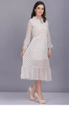WhiteWhale Dresses for Women Regular Women's  Fit and Flare Floral Solid Georgette Dress.