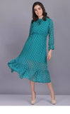 WhiteWhale Dresses for Women Regular Women's  Fit and Flare Floral Solid Georgette Dress.