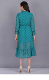 WhiteWhale Dresses for Women Regular Women's  Fit and Flare Floral Solid Georgette Dress.