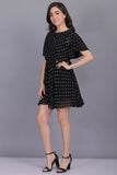 WhiteWhale Dresses for Women Regular Women's Fit & Flare Polka Print Short Dress.