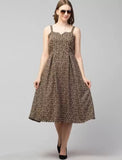 WhiteWhale Dresses for Women Regular Women's Tiger Print Shoulder Strap Dress.