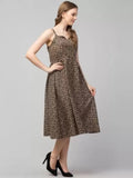 WhiteWhale Dresses for Women Regular Women's Tiger Print Shoulder Strap Dress.