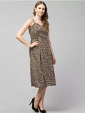 WhiteWhale Dresses for Women Regular Women's Tiger Print Shoulder Strap Dress.