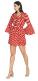 Whitewhale Comfortable V Neck Fit & Flare Polka Dot Print Dress For Women